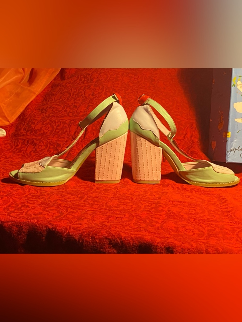 Iron Fist T-strap high heel sandals,pastel shades,cupcake details,red hearts,7 - Picture 6 of 15